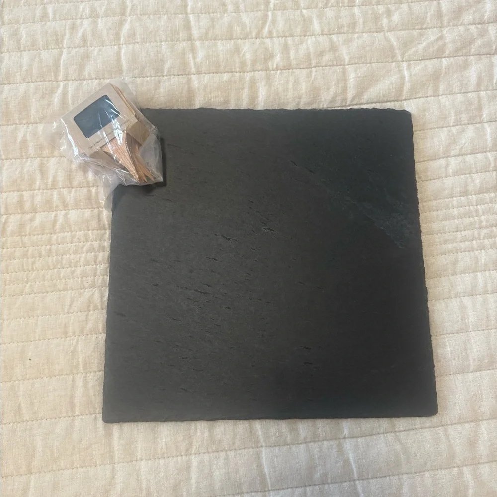 Crate & Barrel Black Cheese Board & Markers